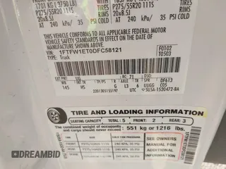 2013 Ford F-150 XL with VIN 1FTFW1ET0DFC58121, listed as a IAAI auction lot 41468151 with 132,219 mi miles. Bid and sale history available at carsss.com. Image 9.
