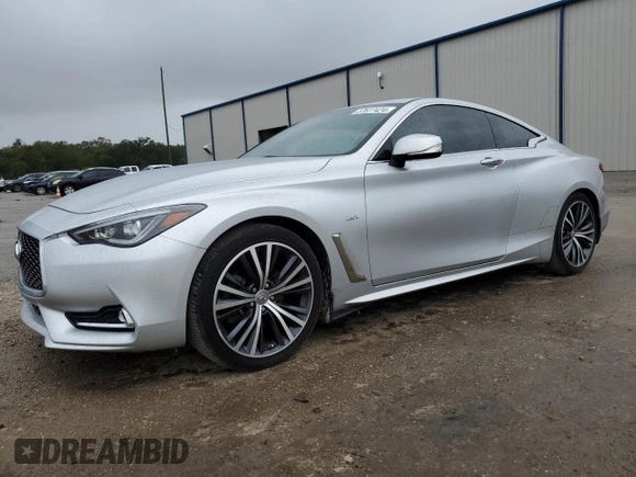 2017 Infiniti Q60 2.0t with VIN JN1CV7EL5HM321257, listed as a Copart auction lot 37677424 with 53,653 mi miles and Salvage Title. Bid and sale history available at DreamBid. Image 1.