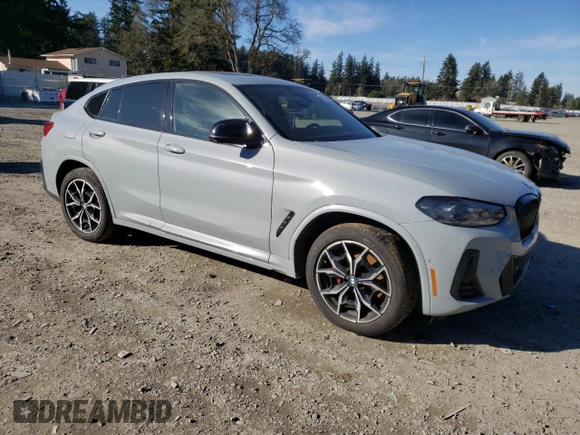 2023 BMW X4 M40i with VIN 5UX43DT00P9R86047, listed as a Copart auction lot 47321295 with 21,640 mi miles and Salvage title. Bid and sale history available at DreamBid. Image 4.