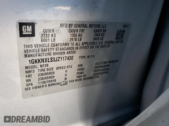 2018 GMC Acadia Denali with VIN 1GKKNXLS3JZ117430, listed as a Copart auction lot 51213035 with 103,207 mi miles and Clean Title. Bid and sale history available at DreamBid. Image 14.