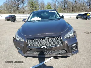 2015 Infiniti Q50 with VIN JN1BV7AR9FM405679, listed as a Copart auction lot 55884795 with 104,419 mi miles and Salvage title. Bid and sale history available at DreamBid. Image 5.
