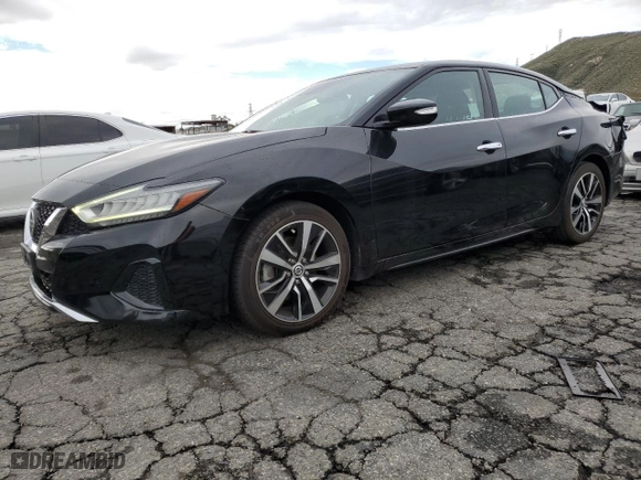 2021 Nissan Maxima SV with VIN 1N4AA6CV4MC513807, listed as a Copart auction lot 48571005 with 77,380 mi miles and Salvage Title. Bid and sale history available at carsss.com. Image 1.