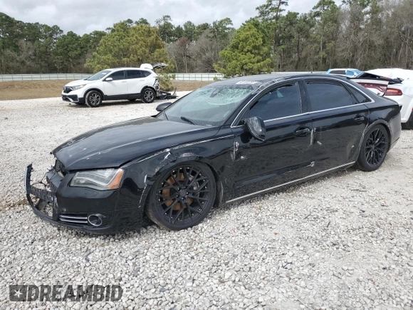 2014 Audi A8 3.0T z VIN WAURGAFD2EN002567, wystawiony jako Copart lot #48188395 z przebiegiem 159 477 mil mil oraz Szkody całkowita. Historia ofert i sprzedaży dostępna na DreamBid. Obrazek 1.
