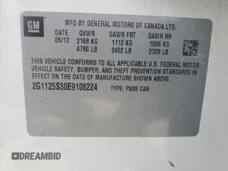 2014 Chevrolet Impala LT with VIN 2G1125S30E9108224, listed as a Copart auction lot 55293205 with 77,496 mi miles and Salvage Title. Bid and sale history available at DreamBid. Image 13.