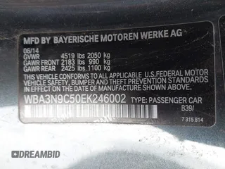 2014 BMW 4 Series 428i xDrive with VIN WBA3N9C50EK246002, listed as a IAAI auction lot 41612256 with 100,915 mi miles and . Bid and sale history available at carsss.com. Image 9.