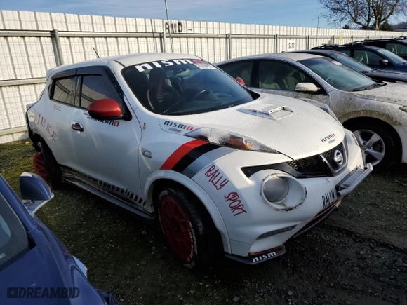 2014 Nissan Juke NISMO RS with VIN JN8DF5MV9ET150105, listed as a Copart auction lot 83094854 with 0 mi miles and Salvage Title. Bid and sale history available at carsss.com. Image 4.