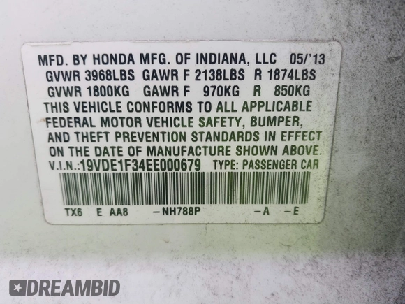 2014 Acura ILX with VIN 19VDE1F34EE000679, listed as a IAAI auction lot 41799014 with 136,514 mi miles. Bid and sale history available at carsss.com. Image 9.