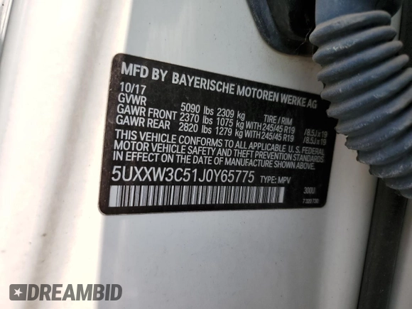 2018 BMW X4 xDrive28i z VIN 5UXXW3C51J0Y65775, wystawiony jako Copart lot #54046785 z przebiegiem 94 287 mil mil oraz Szkoda całkowita • Salvage title. Historia ofert i sprzedaży dostępna na DreamBid. Obrazek 12.