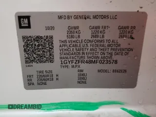 2021 Cadillac XT4 AWD Sport with VIN 1GYFZFR48MF023578, listed as a Copart auction lot 41586595 with 47,612 mi miles and Salvage title. Bid and sale history available at DreamBid. Image 12.