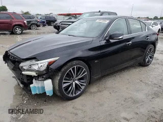 2018 Infiniti Q50 Luxe with VIN JN1EV7AR3JM445861, listed as a Copart auction lot 59910895 with 53,701 mi miles and Salvage title. Bid and sale history available at DreamBid. Image 1.