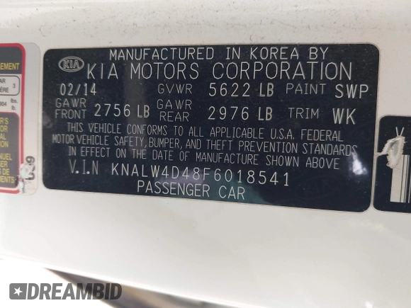 2015 Kia K900 Luxury with VIN KNALW4D48F6018541, listed as a IAAI auction lot 41903807 with 204,202 mi miles. Bid and sale history available at carsss.com. Image 9.