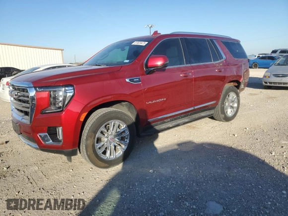 2022 GMC Yukon SLT with VIN 1GKS2BKD2NR236476, listed as a Copart auction lot 87823475 with 72,934 mi miles and Salvage Title. Bid and sale history available at carsss.com. Image 1.