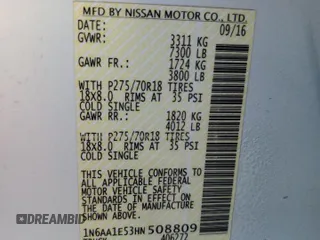 2017 Nissan Titan SL z VIN 1N6AA1E53HN508809, wystawiony jako Copart lot #47577705 z przebiegiem 50 888 mil mil oraz Szkoda całkowita • Salvage title. Historia ofert i sprzedaży dostępna na DreamBid. Obrazek 12.