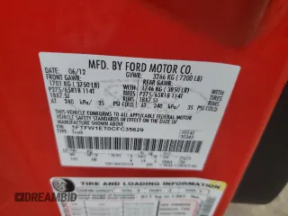 2012 Ford F-150 XL with VIN 1FTFW1ET0CFC35629, listed as a Copart auction lot 43749655 with 197,432 mi miles and Salvage Title. Bid and sale history available at DreamBid. Image 14.
