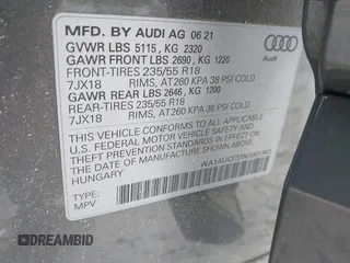 2022 Audi Q3 Premium with VIN WA1AUCF31N1001343, listed as a IAAI auction lot 41961486 with 41,578 mi miles. Bid and sale history available at carsss.com. Image 9.