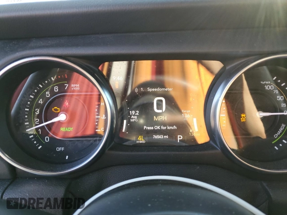 2021 Jeep Wrangler Unlimited Sahara with VIN 1C4JJXP64MW762819, listed as a Copart auction lot 49796845 with 76,543 mi miles and Salvage Title. Bid and sale history available at DreamBid. Image 9.