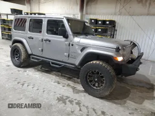 2018 Jeep Wrangler Unlimited Sahara with VIN 1C4HJXEG2JW196357, listed as a Copart auction lot 55105575 with Not provided miles and Salvage title. Bid and sale history available at DreamBid. Image 4.