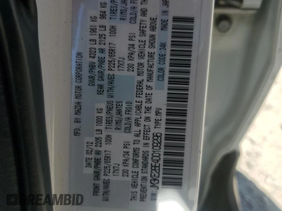 2013 Mazda CX-5 Sport with VIN JM3KE2BE4D0109296, listed as a Copart auction lot 55575555 with 130,112 mi miles and Salvage title. Bid and sale history available at DreamBid. Image 13.