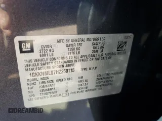 2017 GMC Acadia SLT z VIN 1GKKNMLS7HZ260115, wystawiony jako Copart lot #46897195 z przebiegiem 156 054 mil mil oraz Szkody całkowita. Historia ofert i sprzedaży dostępna na DreamBid. Obrazek 12.