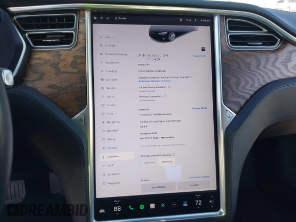 2017 Tesla Model S 100D with VIN 5YJSA1E27HF230508, listed as a IAAI auction lot 42040511 with 98,693 mi miles. Bid and sale history available at carsss.com. Image 18.