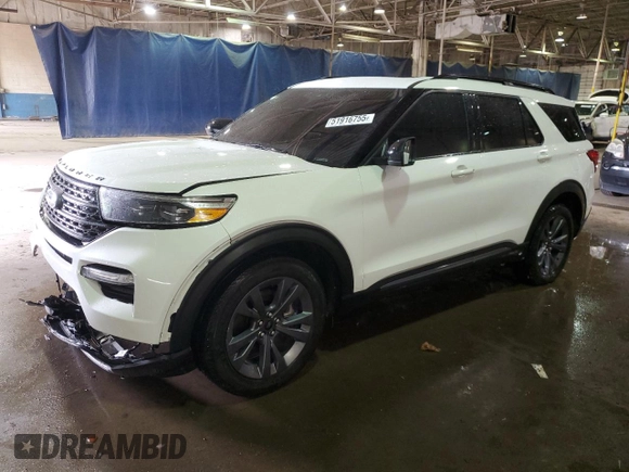 2023 Ford Explorer XLT with VIN 1FMSK8DH0PGB94480, listed as a Copart auction lot 51916755 with 53,112 mi miles and Salvage title. Bid and sale history available at DreamBid. Image 1.