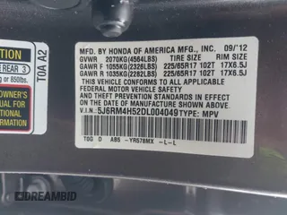 2013 Honda CR-V EX with VIN 5J6RM4H52DL004049, listed as a IAAI auction lot 42018476 with 197,334 mi miles. Bid and sale history available at carsss.com. Image 9.