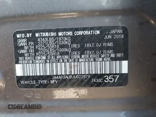 2018 Mitsubishi Outlander Sport ES 2.0 with VIN JA4AP3AU8JU022979, listed as a IAAI auction lot 41808941 with 100,933 mi miles. Bid and sale history available at carsss.com. Image 9.