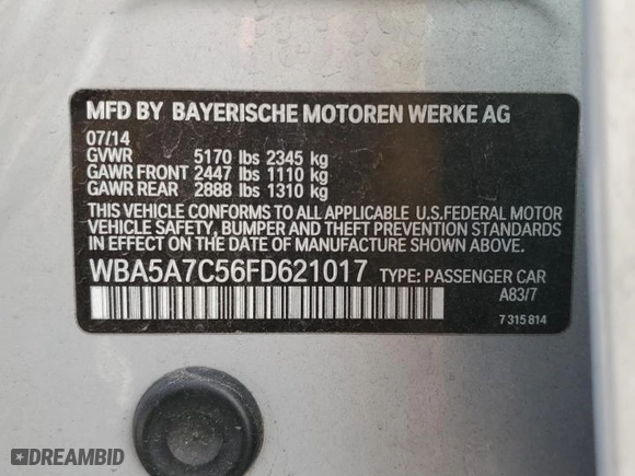 2015 BMW 5 Series 528i xDrive with VIN WBA5A7C56FD621017, listed as a Copart auction lot 43766835 with 95,783 mi miles and Salvage Title. Bid and sale history available at carsss.com. Image 13.