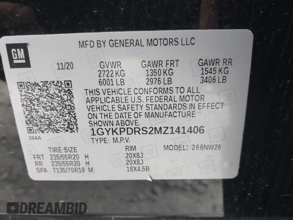2021 Cadillac XT6 Premium Luxury with VIN 1GYKPDRS2MZ141406, listed as a IAAI auction lot 42014495 with 62,929 mi miles and . Bid and sale history available at DreamBid. Image 9.