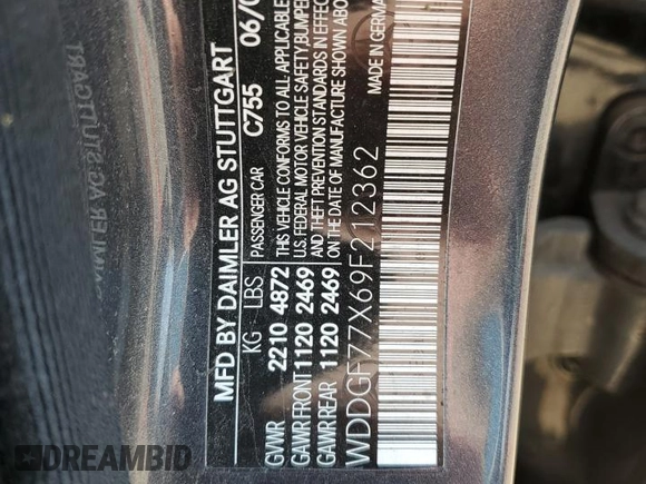 2009 Mercedes-Benz C 63 AMG with VIN WDDGF77X69F212362, listed as a Copart auction lot 61125824 with 120,402 mi miles and Salvage Title. Bid and sale history available at DreamBid. Image 12.