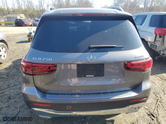 2020 Mercedes-Benz GLB with VIN WDC4M4HB1LW004797, listed as a Copart auction lot 43602195 with 76,949 mi miles and Salvage Title. Bid and sale history available at carsss.com. Image 6.