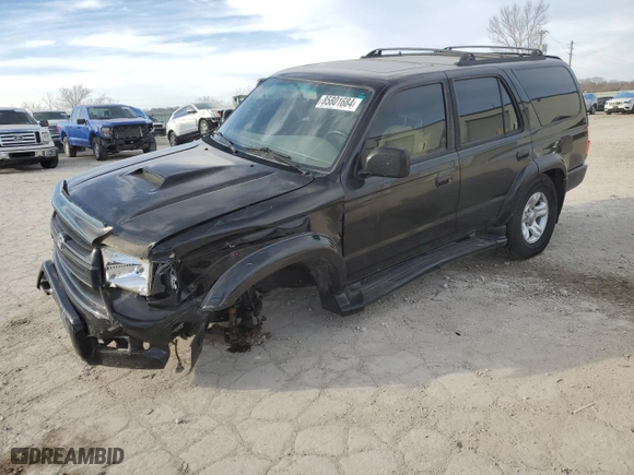 2001 Toyota 4Runner SR5 with VIN JT3HN86R610356161, listed as a Copart auction lot 85801684 with 296,199 mi miles and Salvage Title. Bid and sale history available at carsss.com. Image 1.