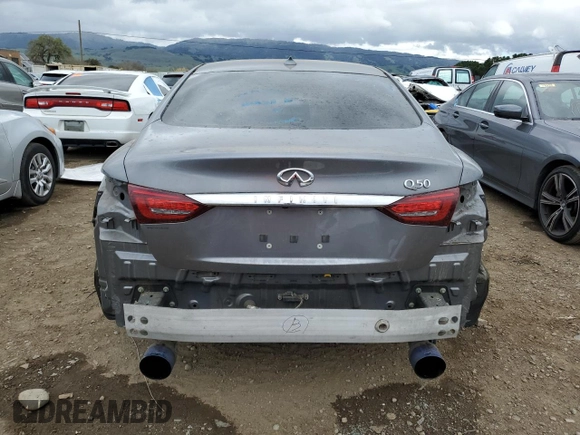 2018 Infiniti Q50 Luxe with VIN JN1EV7AP7JM352288, listed as a Copart auction lot 48599675 with 52,477 mi miles and Salvage Title. Bid and sale history available at carsss.com. Image 6.