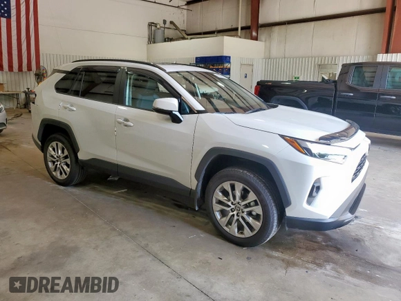 2025 Toyota RAV4 XLE Premium with VIN 2T3C1RFV9SW367432, listed as a Copart auction lot 59307585 with 7,570 mi miles and Salvage title. Bid and sale history available at DreamBid. Image 4.