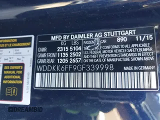 2016 Mercedes-Benz E 400 with VIN WDDKK6FF9GF339998, listed as a IAAI auction lot 41664090 with 69,630 mi miles and . Bid and sale history available at carsss.com. Image 9.