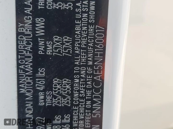 2022 Hyundai Tucson SEL z VIN 5NMJCCAE5NH160017, wystawiony jako Copart lot #52179635 z przebiegiem 26 061 mil mil oraz Szkoda całkowita • Salvage title. Historia ofert i sprzedaży dostępna na DreamBid. Obrazek 16.