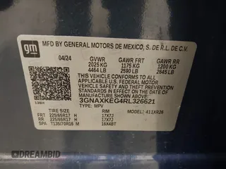 2024 Chevrolet Equinox LT with VIN 3GNAXKEG4RL326621, listed as a IAAI auction lot 42194754 with 21,167 mi miles and . Bid and sale history available at DreamBid. Image 9.