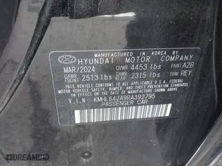2024 Hyundai Sonata SEL with VIN KMHL64JA9RA392795, listed as a IAAI auction lot 41954328 with 23,298 mi miles. Bid and sale history available at carsss.com. Image 9.