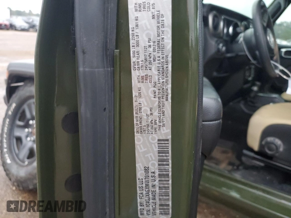 2021 Jeep Wrangler Sport with VIN 1C4GJXAGXMW701082, listed as a Copart auction lot 80138224 with 31,102 mi miles and Salvage Title. Bid and sale history available at DreamBid. Image 13.