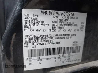 2015 Ford F-250 Lariat with VIN 1FT7W2B67FEC40068, listed as a IAAI auction lot 41830833 with 84,555 mi miles and . Bid and sale history available at DreamBid. Image 9.