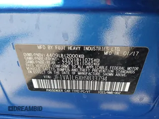 2017 Subaru WRX Limited with VIN JF1VA1L6XH9833794, listed as a IAAI auction lot 42270647 with 70,809 mi miles and . Bid and sale history available at DreamBid. Image 9.