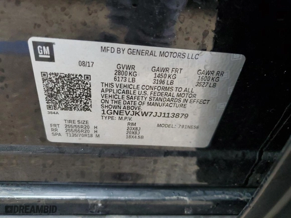 2018 Chevrolet Traverse Premier with VIN 1GNEVJKW7JJ113879, listed as a Copart auction lot 47089085 with 67,514 mi miles and Salvage Title. Bid and sale history available at carsss.com. Image 13.