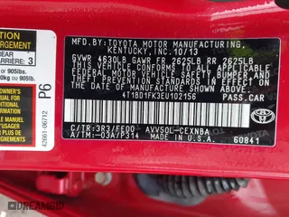 2014 Toyota Camry Hybrid LE with VIN 4T1BD1FK3EU102156, listed as a IAAI auction lot 41508170 with 164,671 mi miles. Bid and sale history available at carsss.com. Image 9.