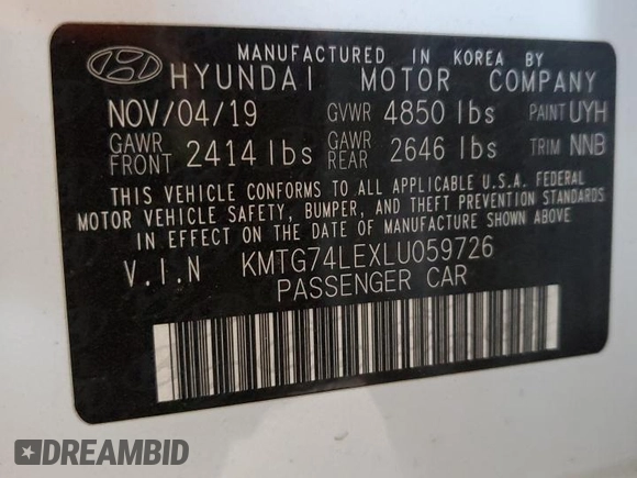 2020 Genesis G70 3.3T Advanced with VIN KMTG74LEXLU059726, listed as a Copart auction lot 83099384 with 45,763 mi miles and Salvage Title. Bid and sale history available at carsss.com. Image 13.