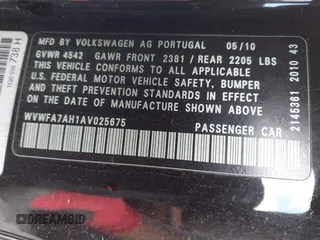 2010 Volkswagen Eos Lux z VIN WVWFA7AH1AV025675, wystawiony jako IAAI lot #42113813 z przebiegiem 93 885 mil mil oraz . Historia ofert i sprzedaży dostępna na DreamBid. Obrazek 9.