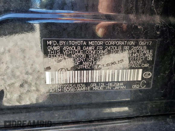 2017 Lexus GS 350 with VIN JTHBZ1BL4HA011924, listed as a Copart auction lot 88365905 with 85,898 mi miles and Clean title. Bid and sale history available at DreamBid. Image 12.