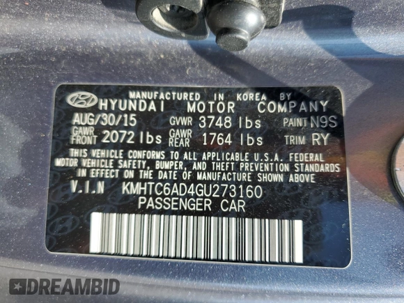 2016 Hyundai Veloster z VIN KMHTC6AD4GU273160, wystawiony jako Copart lot #52107985 z przebiegiem 120 884 mil mil oraz Szkoda całkowita • Salvage title. Historia ofert i sprzedaży dostępna na DreamBid. Obrazek 14.