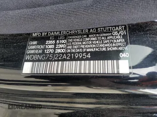 2002 Mercedes-Benz S 500 z VIN WDBNG75J22A219954, wystawiony jako Copart lot #56286855 z przebiegiem 144 562 mil mil oraz Szkody całkowita. Historia ofert i sprzedaży dostępna na DreamBid. Obrazek 12.