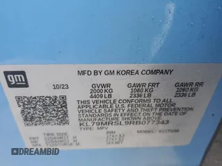 2024 Chevrolet TrailBlazer LT with VIN KL79MRSL9RB077343, listed as a Copart auction lot 43784025 with 20,632 mi miles and Non Repairable. Bid and sale history available at DreamBid. Image 15.