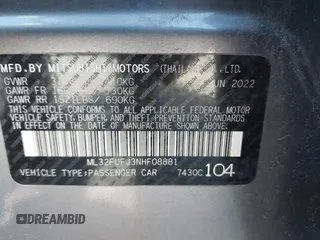 2022 Mitsubishi Mirage ES z VIN ML32FUFJ3NHF08881, wystawiony jako IAAI lot #41870193 z przebiegiem 38 474 mil mil oraz . Historia ofert i sprzedaży dostępna na DreamBid. Obrazek 9.